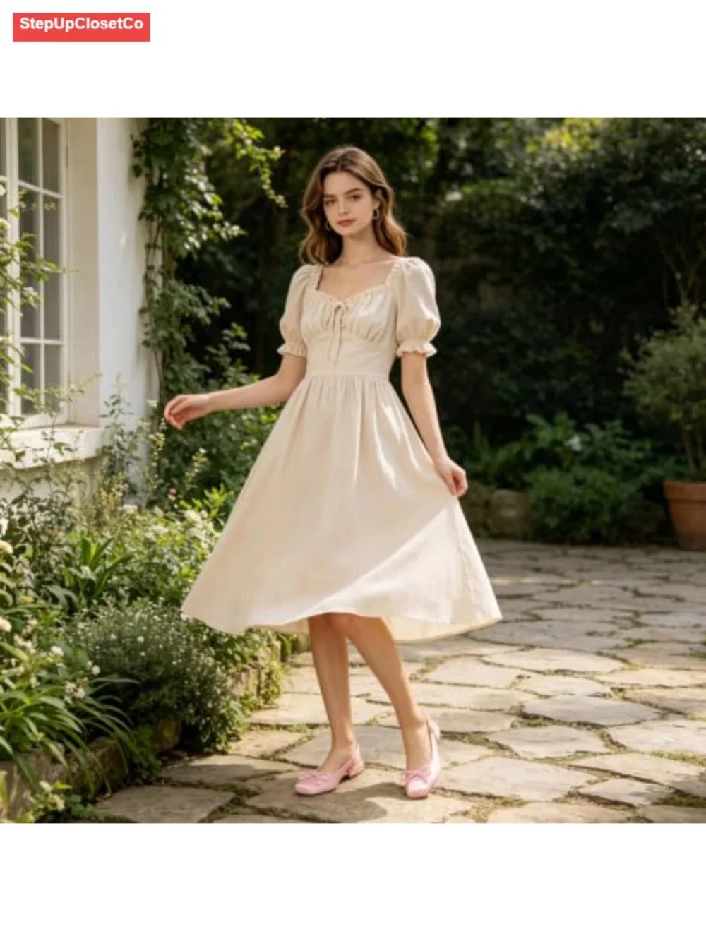 Satin Ballet Flats with Square Toe, Bow, and Ankle Buckles - Dressy